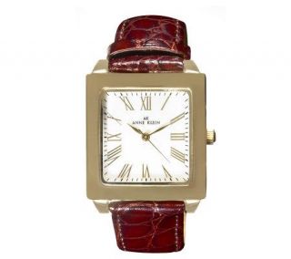 AK Anne Klein Ladies Goldtone Leather Strap Watch —