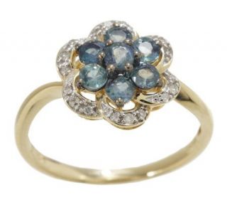 60 ct tw Alexandrite Floral Cluster& 1/10cttwDiamond Ring, 14K