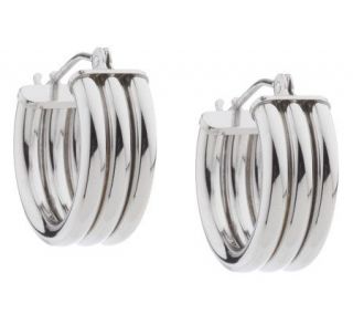 EternaGold Triple Row Huggie Hoop Earrings 14K White Gold —