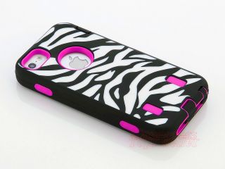 Black Zebra High Impact Combo Hard Rubber Case for iPhone 5 5g Gen