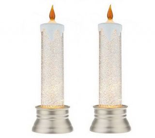 Set of 2 10 Skinny Lit Holiday Bubble Candles by Valerie —