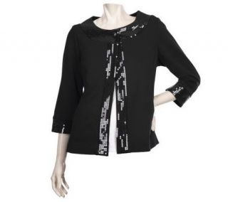 Linea by Louis DellOlio Double Knit Jacket with Sequin Border