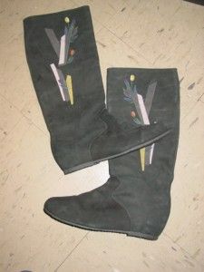 Rachel Comey Nubuck Flat Boots Black Embroidered New 10