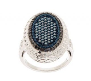 AffinityDiamond 1.00 ct tw Blue and Black Oval Ring, Sterling 