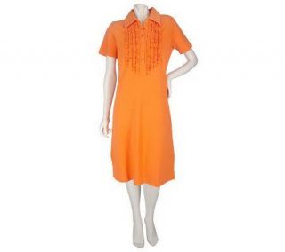 Lilly & Van Cotton Pique Polo Dress with Ruffle Detail —