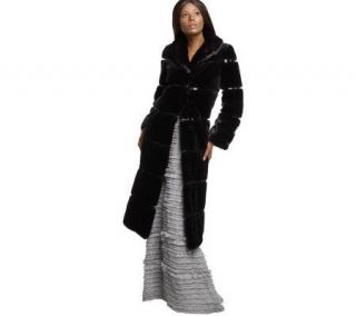 Luxe Rachel Zoe Full Length Faux Fur Coat with Patent Trim   A209416