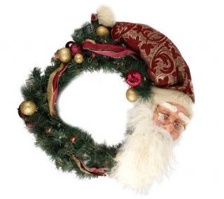 24 Holiday BatteryOperated Prelit Santa Face Wreath —