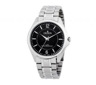 Croton Mens Stainless Steel Black Dial Watch —