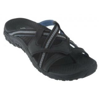Skechers Nubuck Leather and Fabric Multi strap Thong Sandals