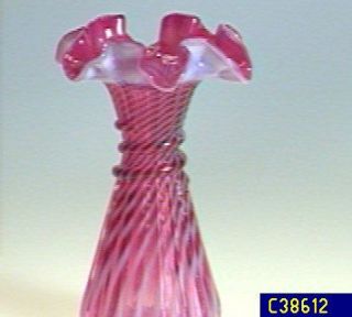 Fenton Art Glass Cranberry Wheat Vase —