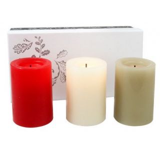 CandleImpressio Setof3 Holiday FlamelessCandle with Timer and Gift Box 