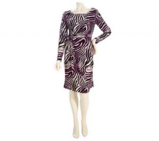 by Marc Bouwer Animal Print Dress with Side Ruching Detail — 