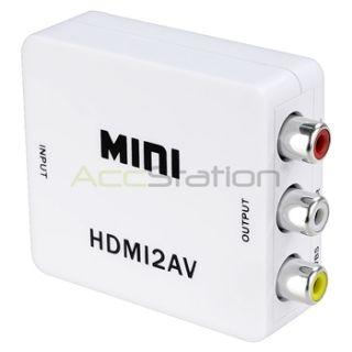 White Mini HDMI to 3RCA CVBS Composite Audio Video AV Converter