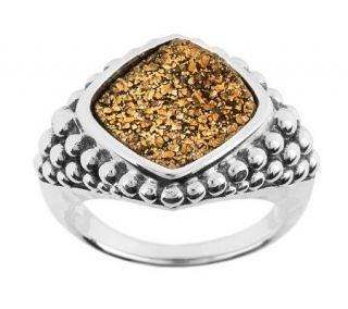 Michael Dawkins Drusy Sterling Granulation Drop Ring —