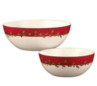 Lenox Holiday Red Serving Bowls, Set of Two —