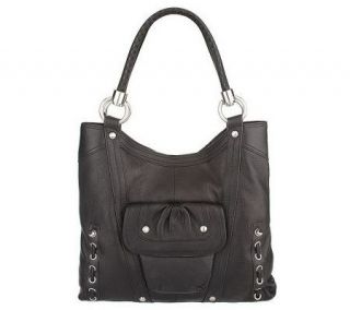 As Is B. Makowsky Glove Leather Tote with Whip Stitch Detail