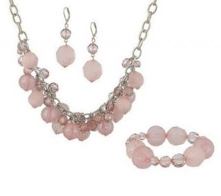 Tonal Faceted Mixed Bead Necklace, Bracelet & Earring Set —