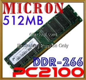 512MB Micron PC2100 DDR266 Desktop Computer Memory RAM