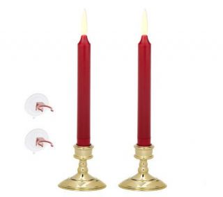 Set of 2 BatteryOperated 9 TaperCandles with Bases and Timer