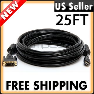 25 FT HDMI to DVI Digital Cable CL2 TV PC Monitor 25FT