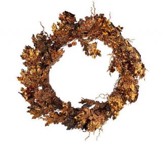 Gold Metallic Oak Leaf 22 Wreath with Beads by David Shindler
