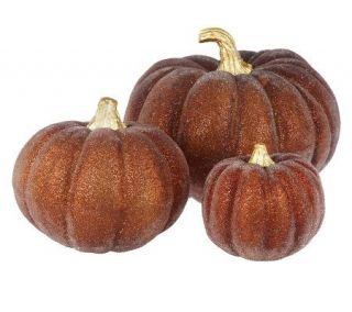 Set of Three Beaded Bronze Pumpkins by Valerie —