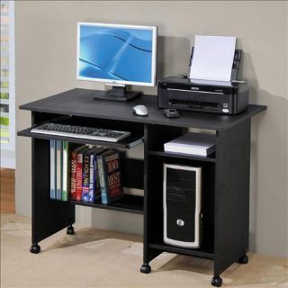 Black Finish Computer Printer Wood Workstation Desk