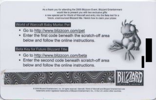 EXTREMELY RARE World of Warcraft 2005 BlizzCon Murky Loot Card