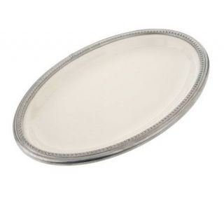 LidiaBastianich 12 x 8 Oval Stoneware Serving Platter w/FauxPewterRim 