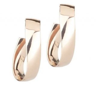 VicenzaGold 1 1/4 Wide PolishedTwisted Hoop Earrings 14K Gold