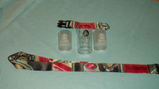 JAGERMEISTER FROSTED SHOT GLASSES JAGERMEISTER LANYARD KEYCHAIN LOT OF