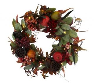 BethlehemLights BatteryOperated 24 Fall Floral Wreath with Timer