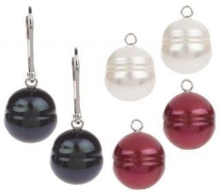 Honora Sterling Cultured Pearl 10.0mm Ringed Interchangeable Drop 