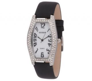 Gossip Satin Strap Crystal Accent Mother of Pearl Watch —