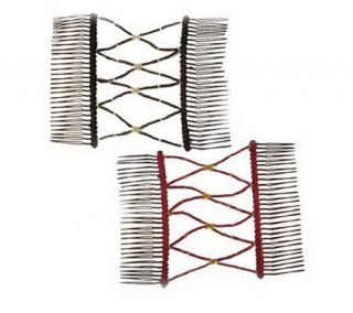 Hair Hugger by HairZing Double Combs Set of 2 Maasai Beads   A185326