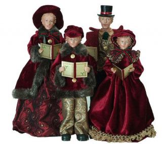 Set of 4 Fabric Victorian Family Carolers By Sterling —