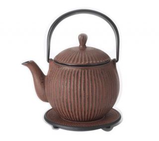 BonJour Hollow Gourd 27 oz Cast Iron Teapot with SS Infuser — 
