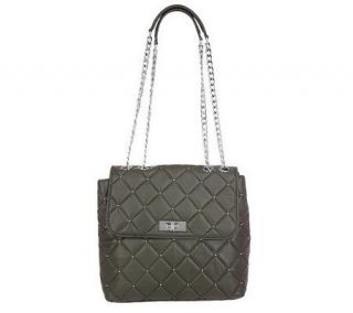 Isaac Mizrahi Live Quilted Leather Crossbody Bag with Chain