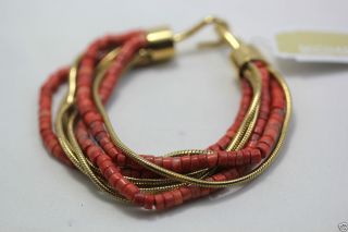  Set Multi Chain Coral Beaded Bracelet Gold Tone New MKJ1785710