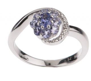 25 ct tw Tanzanite Sterling Diamond Accent Flower Ring —
