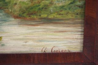  Painting on Canvas Landscape With Watermill Scene Signed R. Cooksey