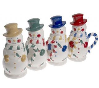 As IsTemp tat ions Traditions Set of 4 Snowm an Mugs —