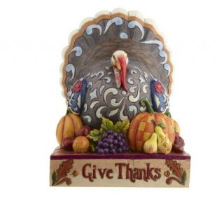 Jim Shore Heartwood Creek Give Thanks Turkey Centerpiece —