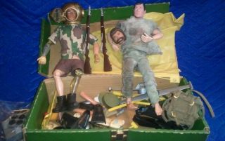 Vintage 1960s 70s 12 inch Gi Joe Action Figures and Accessories Lot