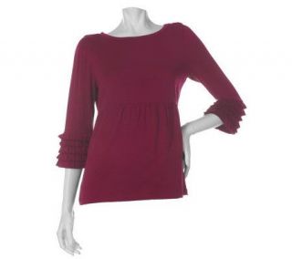 Elisabeth Hasselbeck for Dialogue Tiered Pleated Cuff Knit Top