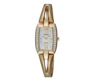 Seiko Ladies Goldtone Solar Watch with Mother of Pearl Dial — 