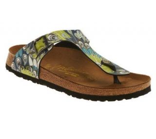 Papillio Gizeh Feather Print Thong Sandals w/ Adj. Buckle —