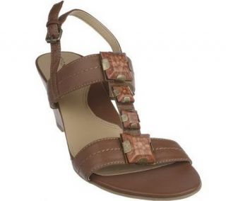 Tignanello T Strap Wedge Sandals w/ Stone Detail —