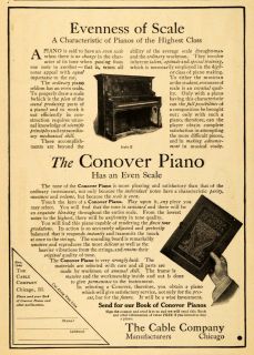 1905 Vintage Ad Conover Piano Upright Style Z Cable Co.   ORIGINAL