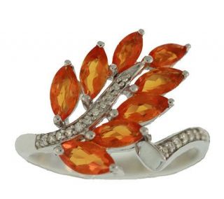 00 ct tw Fire Opal & Diamond Accent Leaf Ring, Sterling   J305729